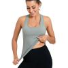 RUNNING GIRL Workout Tank Tops with Built in Bras for Women,Compression Shirt Strappy Back Athletic Yoga Tops(A-ice Grey)
