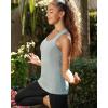 RUNNING GIRL Workout Tank Tops with Built in Bras for Women,Compression Shirt Strappy Back Athletic Yoga Tops(A-ice Grey)