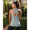 RUNNING GIRL Workout Tank Tops with Built in Bras for Women,Compression Shirt Strappy Back Athletic Yoga Tops(A-ice Grey)