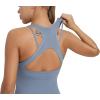 RUNNING GIRL Workout Tank Tops with Built in Bras for Women,Compression Shirt Strappy Back Athletic Yoga Tops(A-light Blue)