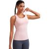 RUNNING GIRL Workout Tank Tops with Built in Bras for Women,Compression Shirt Strappy Back Athletic Yoga Tops(A-pink)