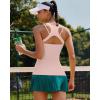 RUNNING GIRL Workout Tank Tops with Built in Bras for Women,Compression Shirt Strappy Back Athletic Yoga Tops(A-pink)