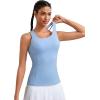 RUNNING GIRL Workout Tank Tops with Built in Bras for Women,Compression Shirt Strappy Back Athletic Yoga Tops(A-sky Blue)
