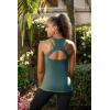 RUNNING GIRL Workout Tank Tops with Built in Bras for Women,Compression Shirt Strappy Back Athletic Yoga Tops(A-teal Lagoon)