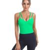 RUNNING GIRL Workout Tank Tops with Built in Bras for Women,Criss-Cross Back Medium Support Sports Bras for Women(1-green)
