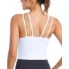RUNNING GIRL Workout Tank Tops with Built in Bras for Women,Criss-Cross Back Medium Support Sports Bras for Women(1-white)