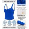 RUNNING GIRL Workout Tank Tops with Built in Bras for Women,Criss-Cross Back Medium Support Sports Bras for Women(2-blue)