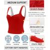 RUNNING GIRL Workout Tank Tops with Built in Bras for Women,Criss-Cross Back Medium Support Sports Bras for Women(2-red)