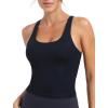 RUNNING GIRL Workout Tank Tops with Built in Bras for Women,Criss-Cross Back Medium Support Sports Bras for Women(Black)
