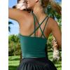 RUNNING GIRL Workout Tank Tops with Built in Bras for Women,Criss-Cross Back Medium Support Sports Bras for Women(Dark Green)