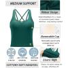 RUNNING GIRL Workout Tank Tops with Built in Bras for Women,Criss-Cross Back Medium Support Sports Bras for Women(Dark Green)