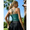 RUNNING GIRL Workout Tank Tops with Built in Bras for Women,Criss-Cross Back Medium Support Sports Bras for Women(Dark Green)