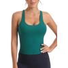 RUNNING GIRL Workout Tank Tops with Built in Bras for Women,Criss-Cross Back Medium Support Sports Bras for Women(Dark Green)