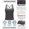 RUNNING GIRL Workout Tank Tops with Built in Bras for Women,Criss-Cross Back Medium Support Sports Bras for Women(Grey)