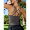 RUNNING GIRL Workout Tank Tops with Built in Bras for Women,Criss-Cross Back Medium Support Sports Bras for Women(Grey)