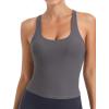 RUNNING GIRL Workout Tank Tops with Built in Bras for Women,Criss-Cross Back Medium Support Sports Bras for Women(Grey)