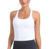 RUNNING GIRL Workout Tank Tops with Built in Bras for Women,Criss-Cross Back Medium Support Sports Bras for Women(White)