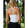 RUNNING GIRL Workout Tank Tops with Built in Bras for Women,Criss-Cross Back Medium Support Sports Bras for Women(White)