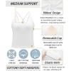 RUNNING GIRL Workout Tank Tops with Built in Bras for Women,Criss-Cross Back Medium Support Sports Bras for Women(White)