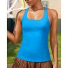RUNNING GIRL Workout Tops for Women,Racerback Tank Tops with Built in Bras,Padded Sports Bra Yoga Tank Athletic Tops(Bright Blue)