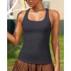 RUNNING GIRL Workout Tops for Women,Racerback Tank Tops with Built in Bras,Padded Sports Bra Yoga Tank Athletic Tops(Dark Grey)