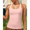 RUNNING GIRL Workout Tops for Women,Racerback Tank Tops with Built in Bras,Padded Sports Bra Yoga Tank Athletic Tops(Flush Pink)