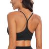 RUNNING GIRL Y-Back Sports Bras for Women, Medium Impact Wirefree Padded Bra Workout Crop Top Longline Sports Bra Push up(Black)