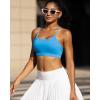RUNNING GIRL Y-Back Sports Bras for Women, Medium Impact Wirefree Padded Bra Workout Crop Top Longline Sports Bra Push up(Bright Blue)