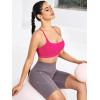 RUNNING GIRL Y-Back Sports Bras for Women, Medium Impact Wirefree Padded Bra Workout Crop Top Longline Sports Bra Push up(Bright Pink)