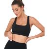 RUNNING GIRL Y-Back Sports Bras for Women, Medium Impact Wirefree Padded Bra Workout Crop Top Longline Sports Bra Push up(D-black)