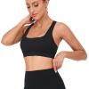 RUNNING GIRL Y-Back Sports Bras for Women, Medium Impact Wirefree Padded Bra Workout Crop Top Longline Sports Bra Push up(D-black)