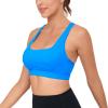 RUNNING GIRL Y-Back Sports Bras for Women, Medium Impact Wirefree Padded Bra Workout Crop Top Longline Sports Bra Push up(D-blue)