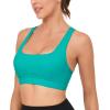 RUNNING GIRL Y-Back Sports Bras for Women, Medium Impact Wirefree Padded Bra Workout Crop Top Longline Sports Bra Push up(D-green)