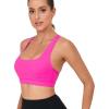 RUNNING GIRL Y-Back Sports Bras for Women, Medium Impact Wirefree Padded Bra Workout Crop Top Longline Sports Bra Push up(D-pink)