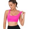 RUNNING GIRL Y-Back Sports Bras for Women, Medium Impact Wirefree Padded Bra Workout Crop Top Longline Sports Bra Push up(D-pink)