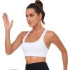 RUNNING GIRL Y-Back Sports Bras for Women, Medium Impact Wirefree Padded Bra Workout Crop Top Longline Sports Bra Push up(D-white)