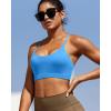 RUNNING GIRL Y-Back Sports Bras for Women, Medium Impact Wirefree Padded Bra Workout Crop Top Longline Sports Bra Push up(E-bright Blue)