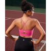 RUNNING GIRL Y-Back Sports Bras for Women, Medium Impact Wirefree Padded Bra Workout Crop Top Longline Sports Bra Push up(F-hot Pink)