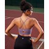 RUNNING GIRL Y-Back Sports Bras for Women, Medium Impact Wirefree Padded Bra Workout Crop Top Longline Sports Bra Push up(F-purple)