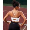 RUNNING GIRL Y-Back Sports Bras for Women, Medium Impact Wirefree Padded Bra Workout Crop Top Longline Sports Bra Push up(F-white)