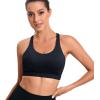 RUNNING GIRL Y-Back Sports Bras for Women, Medium Impact Wirefree Padded Bra Workout Crop Top Longline Sports Bra Push up(G-black)