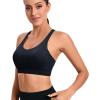 RUNNING GIRL Y-Back Sports Bras for Women, Medium Impact Wirefree Padded Bra Workout Crop Top Longline Sports Bra Push up(G-black)