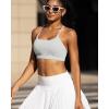 RUNNING GIRL Y-Back Sports Bras for Women, Medium Impact Wirefree Padded Bra Workout Crop Top Longline Sports Bra Push up(Icy Grey)