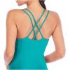 RUNNING GIRL Yoga Tank Tops for Women Built in Shelf Bra B/C Cups Strappy Back Activewear Workout Compression Tops(C-acyan Blue)