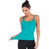RUNNING GIRL Yoga Tank Tops for Women Built in Shelf Bra B/C Cups Strappy Back Activewear Workout Compression Tops(C-acyan Blue)