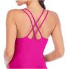 RUNNING GIRL Yoga Tank Tops for Women Built in Shelf Bra B/C Cups Strappy Back Activewear Workout Compression Tops(C-amagenta Purple)
