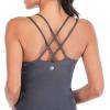 RUNNING GIRL Yoga Tank Tops for Women Built in Shelf Bra B/C Cups Strappy Back Activewear Workout Compression Tops(C-grey)