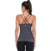 RUNNING GIRL Yoga Tank Tops for Women Built in Shelf Bra B/C Cups Strappy Back Activewear Workout Compression Tops(C-grey)