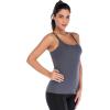 RUNNING GIRL Yoga Tank Tops for Women Built in Shelf Bra B/C Cups Strappy Back Activewear Workout Compression Tops(C-grey)