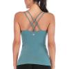 RUNNING GIRL Yoga Tank Tops for Women Built in Shelf Bra B/C Cups Strappy Back Activewear Workout Compression Tops(C-ice Bule)